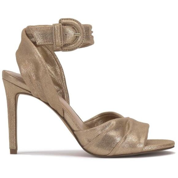 Vince Camuto Anyria Slingback Heels Beige Egyptian Gold Metallic Size 9M NWB - Picture 1 of 11